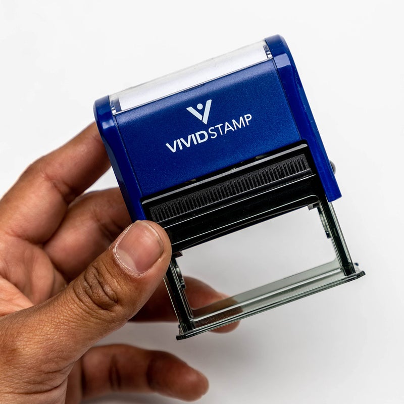 Vivid Stamp Late! Teacher Self Inking Rubber Stamp (Blue Ink) - Medium - Image 3